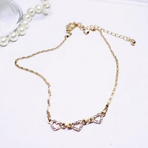 #U14 New Crystal Heart Goldtone Necklace